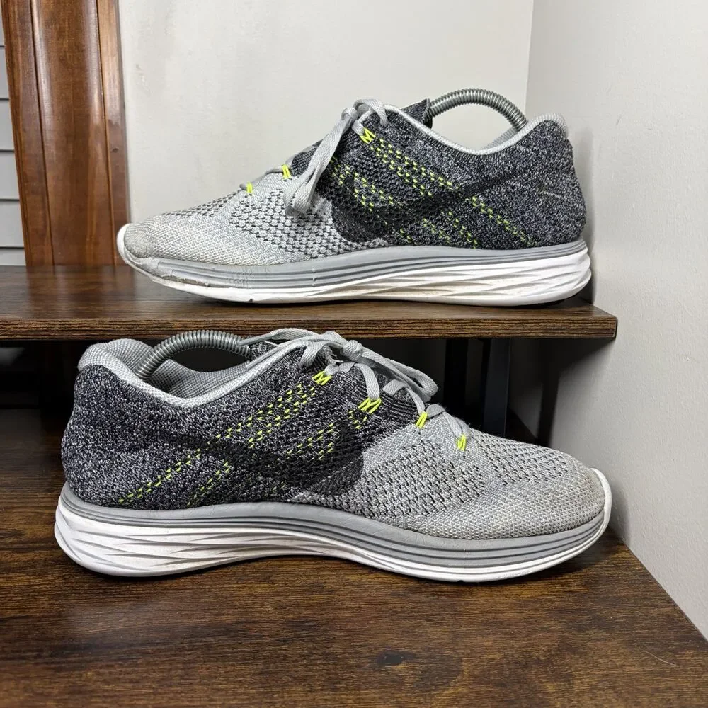 Size 10 - Nike Flyknit Lunar 3 Wolf Grey / Black / White / Volt